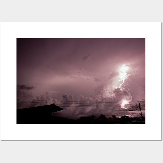 lightning in the sky Wall Art by rickylabellevie